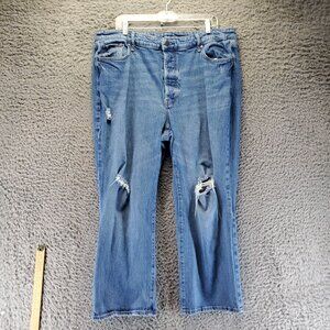 A.N.A Jeans Womens 16W Blue High-Rise Straight Distressed Button Fly Denim